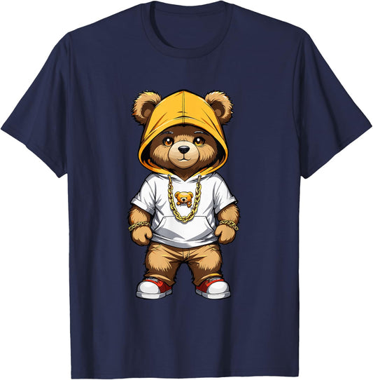 Teddy Bear Gangster in Cool Hip-Hop Outfit T-Shirt - T-Shirt | Navy