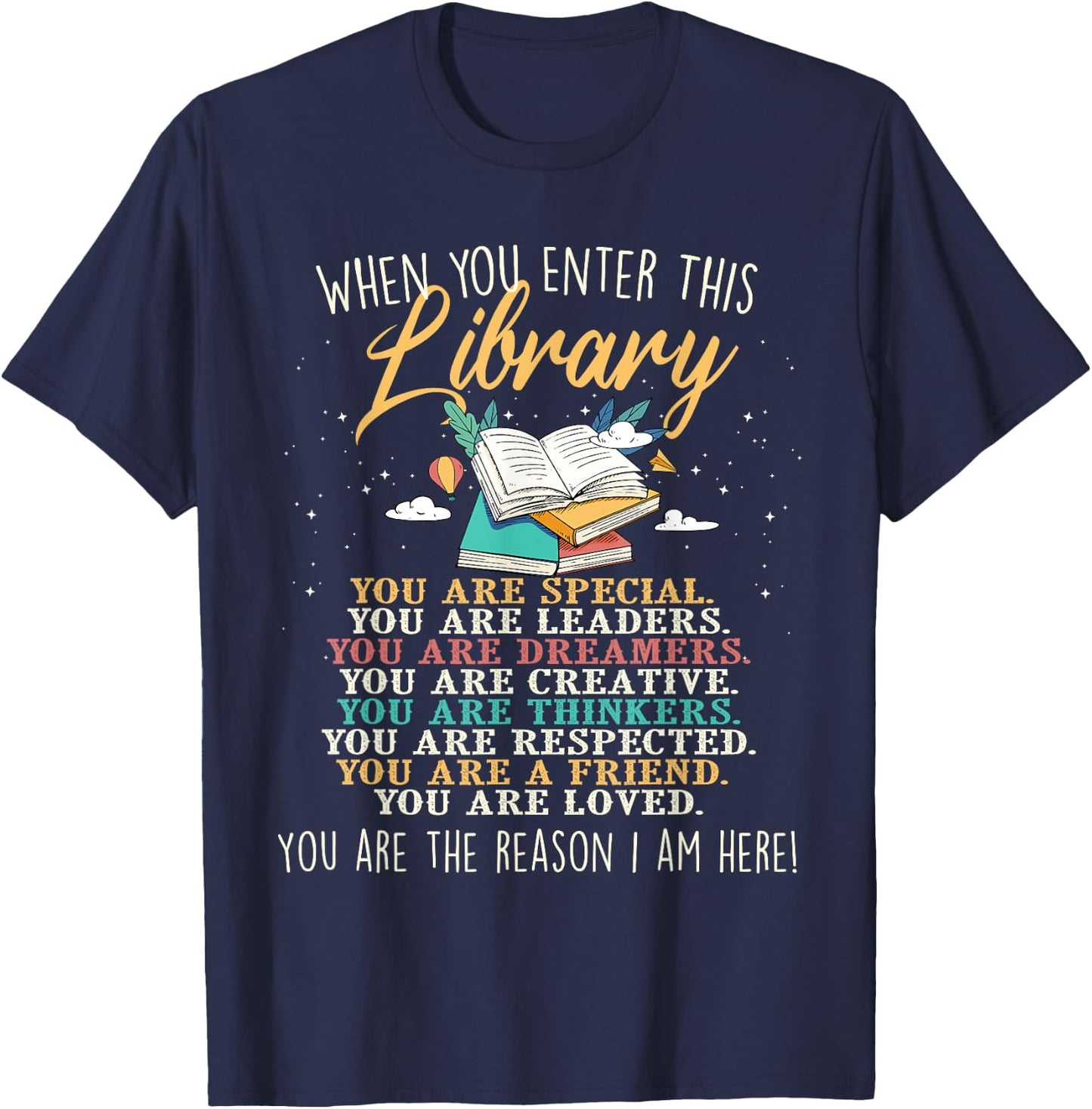 When You Enter This Library - Librarian Bookworm Book Reader T-Shirt - T-Shirt | Navy