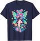 Anime Manga Girl | Kawaii Fairycore Fairy Kei Decora Kei T-Shirt - T-Shirt | Navy