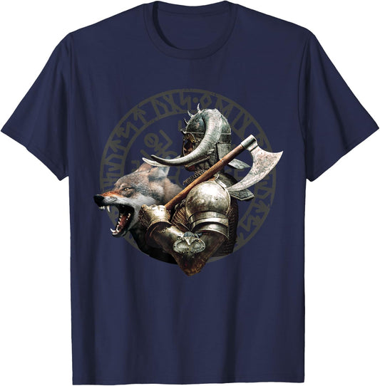 Viking Runes Nordic Celtic Wolf Lovers T-Shirt - T-Shirt | Navy
