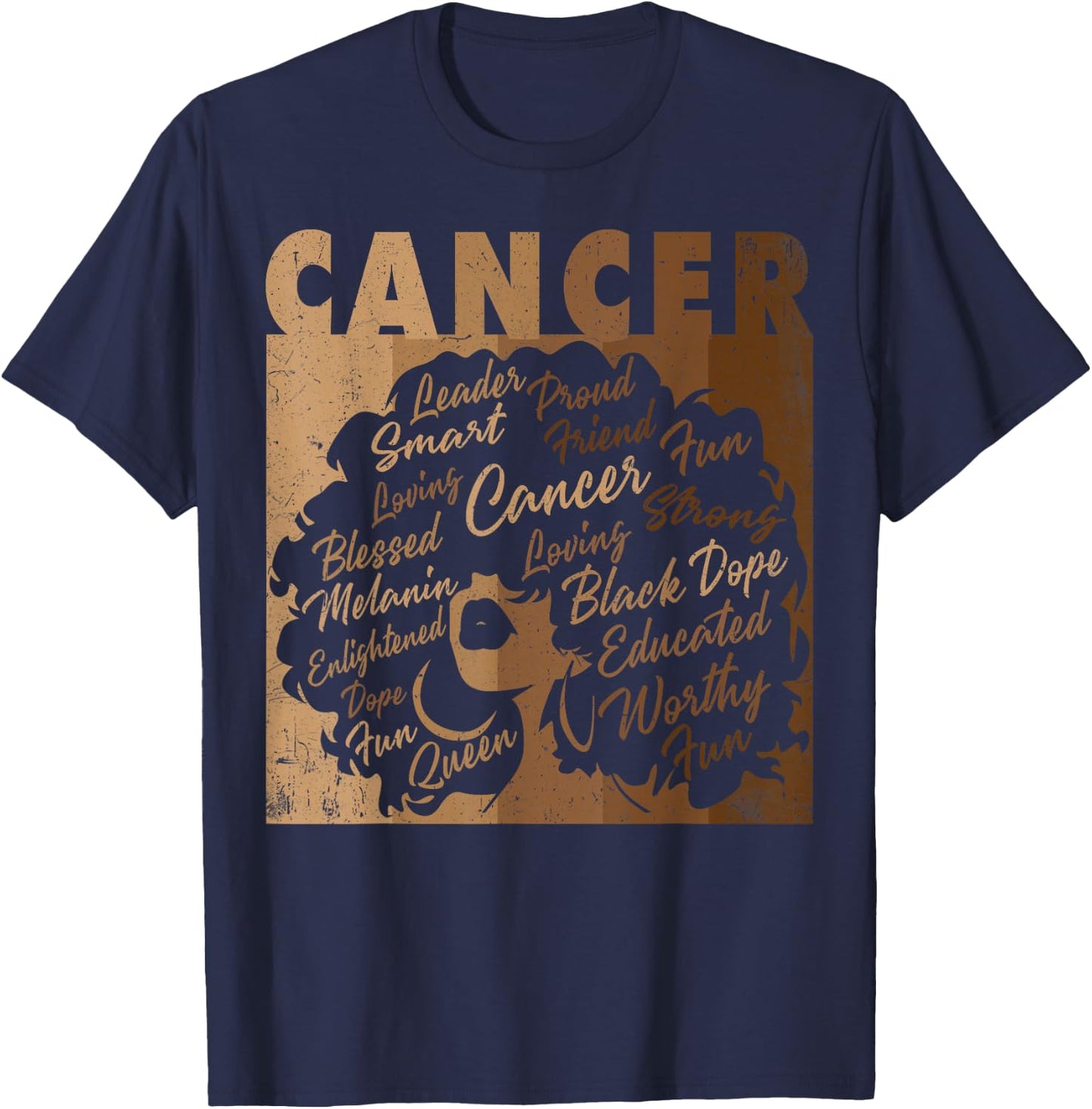 Cancer Girl African American Women Melanin Birthday T-Shirt - T-Shirt | Navy