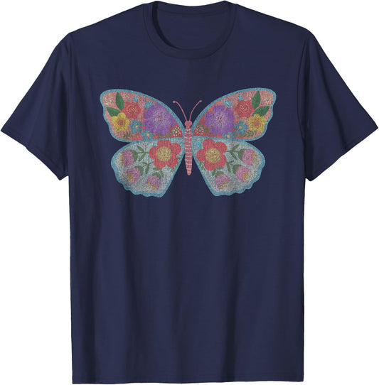 Fairy Grunge Fairycore Aesthetic Cottagecore Butterfly T-Shirt - T-Shirt | Navy