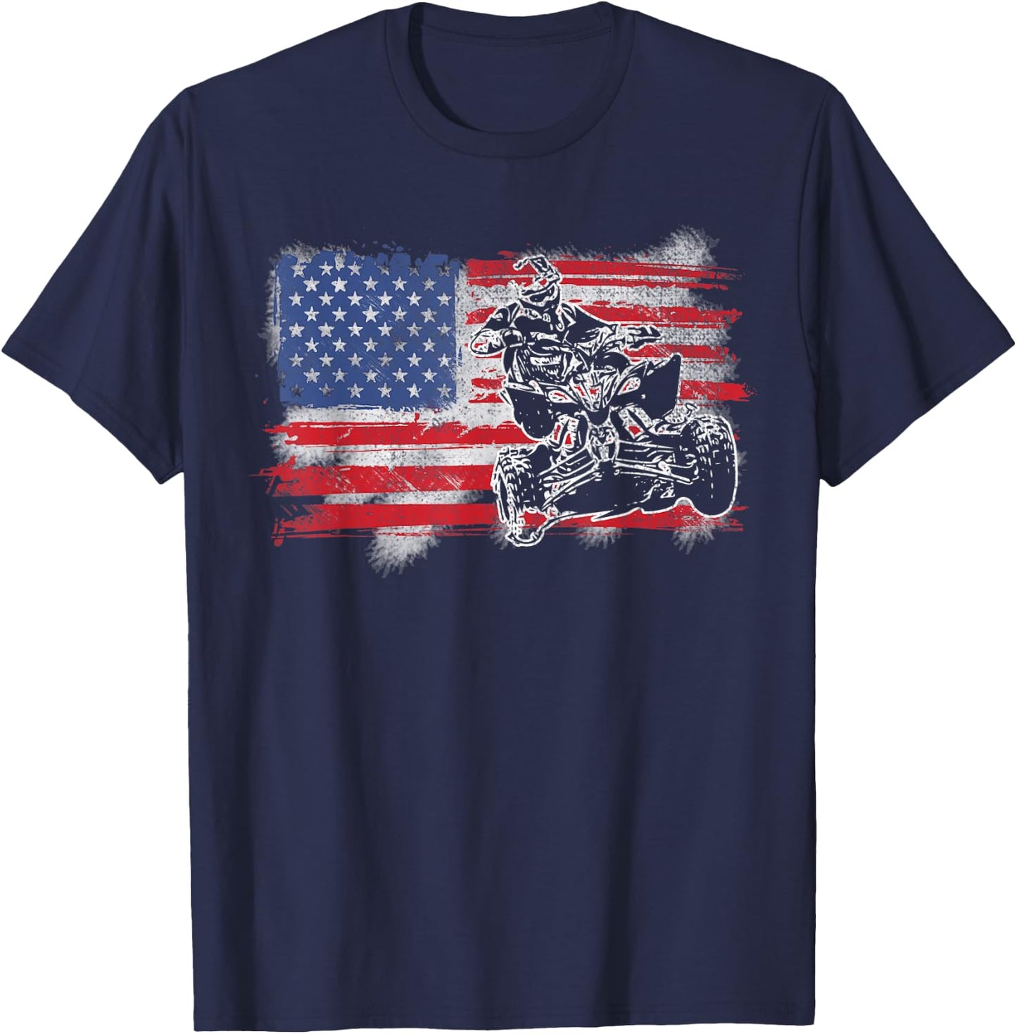 American USA Flag ATV Four Wheeler Quad Bike Brap T-Shirt - T-Shirt | Navy