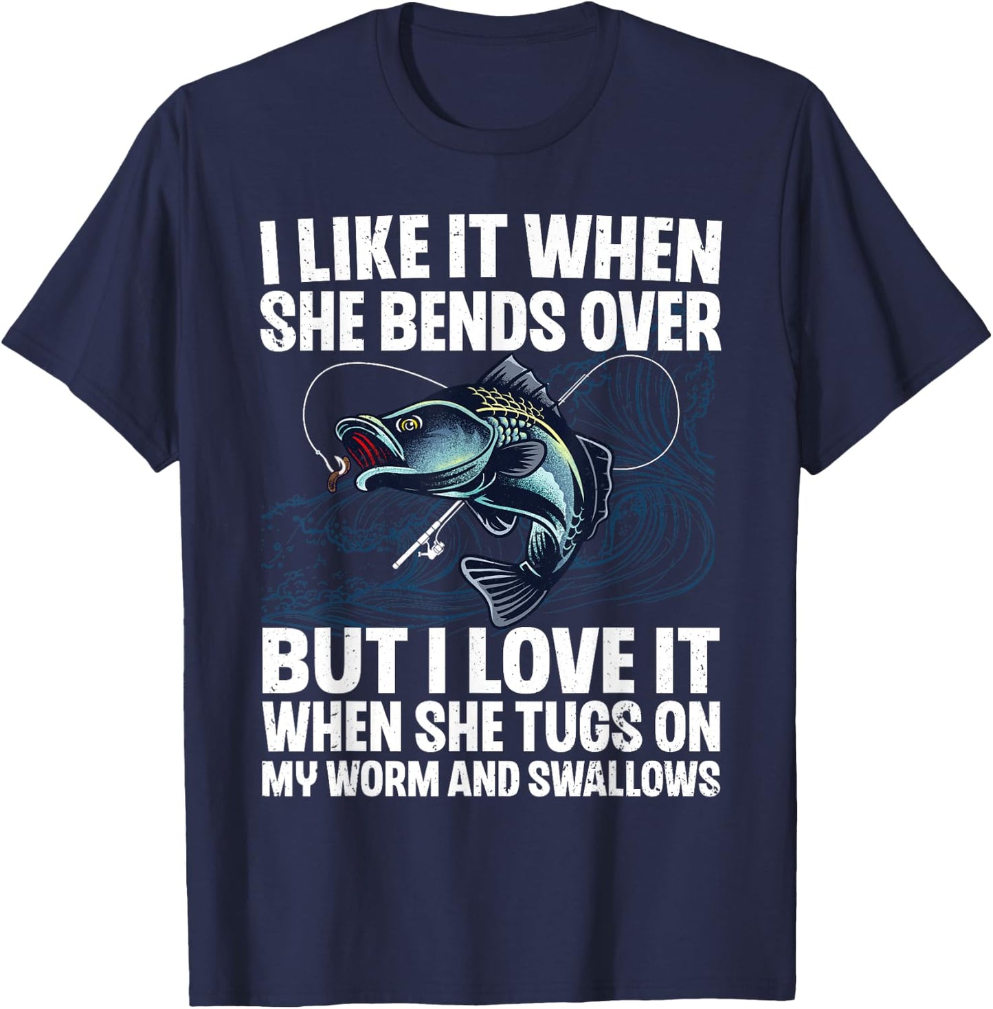 Funny Fishing Design Women Fishing Fish Fisherman T-Shirt - T-Shirt | Navy