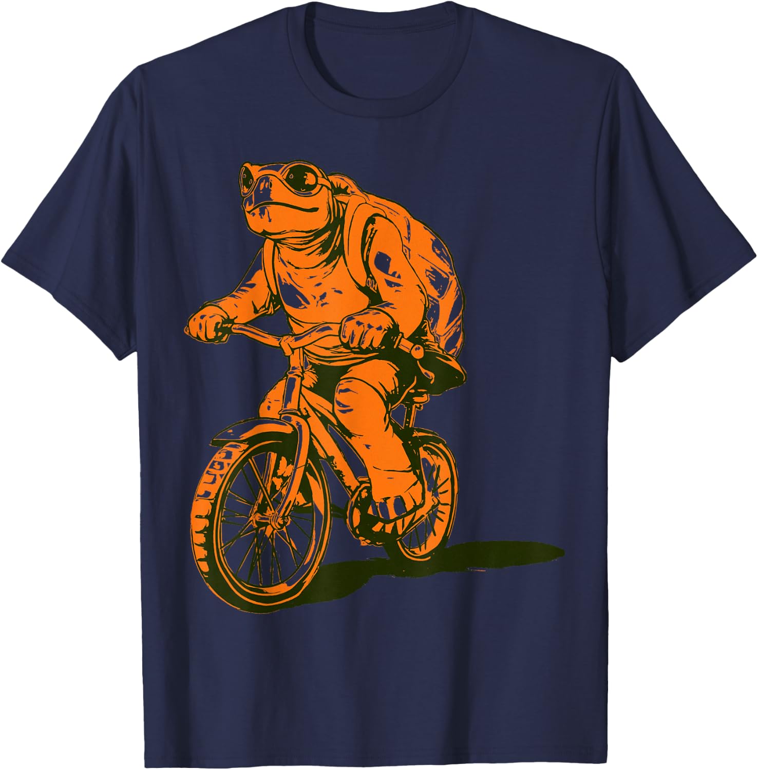 Turtle Animal Driving Bike Design Bicycle T-Shirt - T-Shirt | Navy