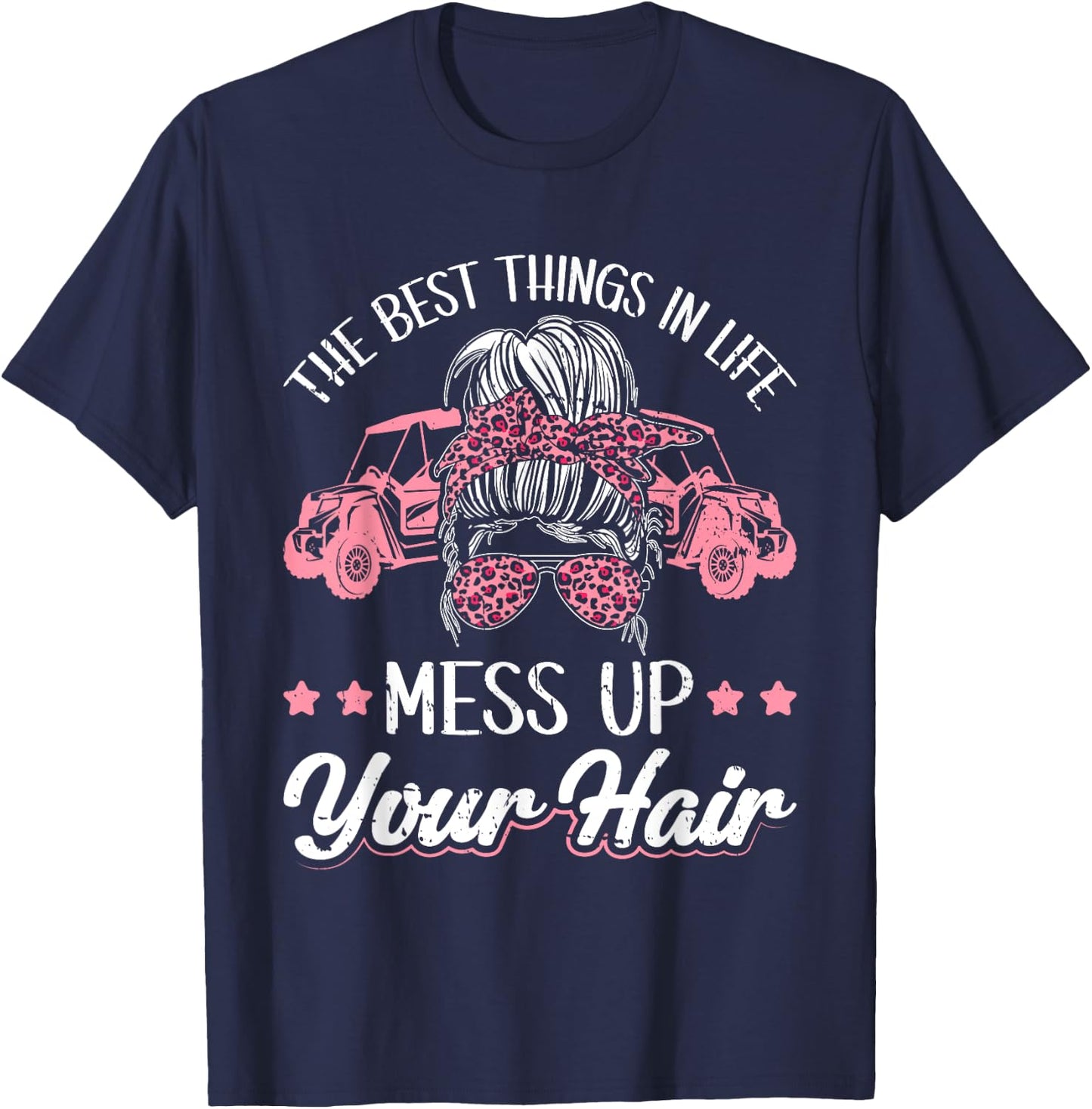 Women Motorcycle The Best Things In Life Mess Up Your Hair T-Shirt - T-Shirt | Navy