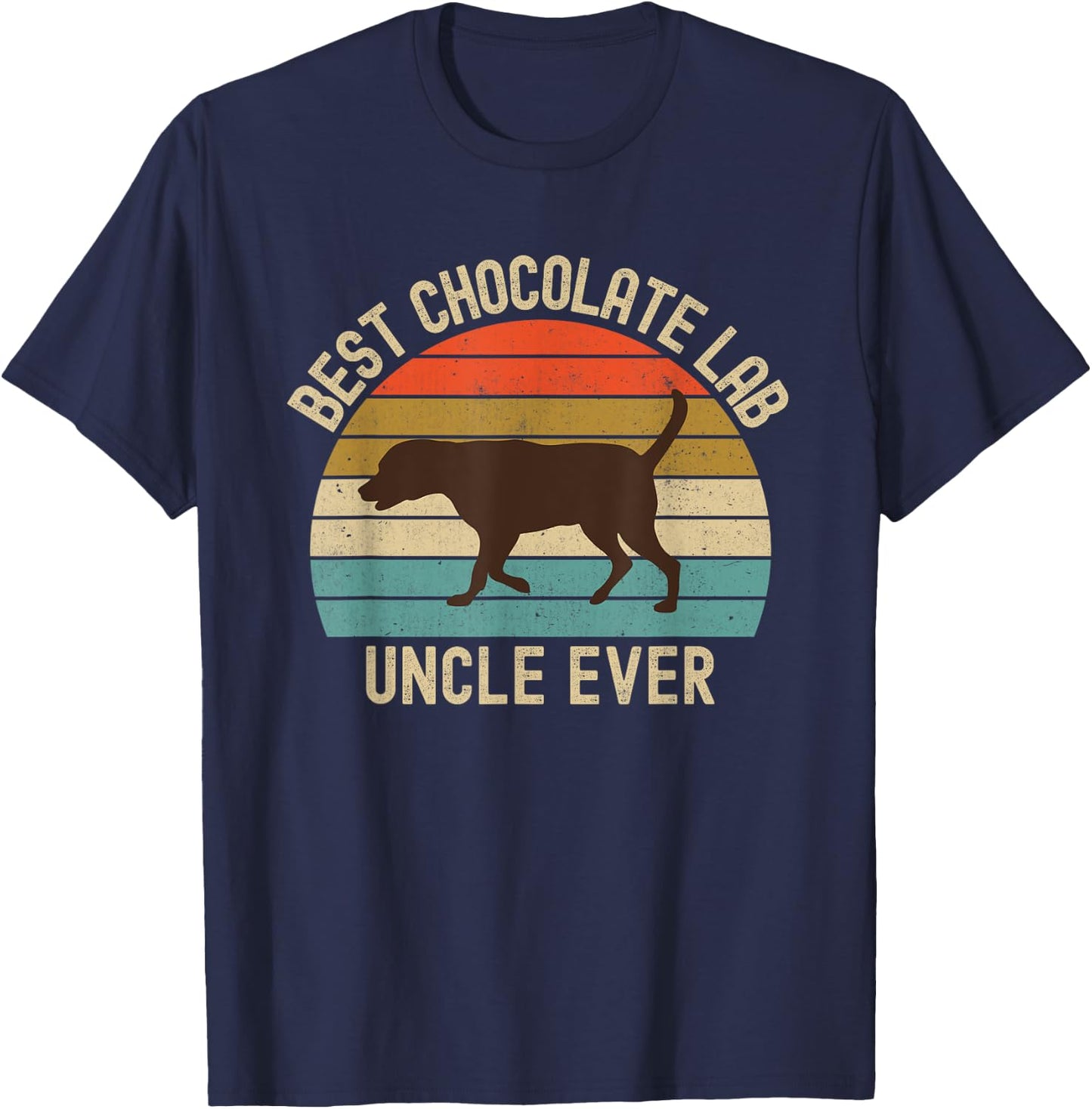 Chocolate Lab Uncle Best Ever Labrador Retriever Vintage T-Shirt - T-Shirt | Navy