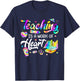 Teaching Is A Work Of Heart Tie Dye Teacher Life Gifts Men Women Kids T-Shirt - T-Shirt | Navy