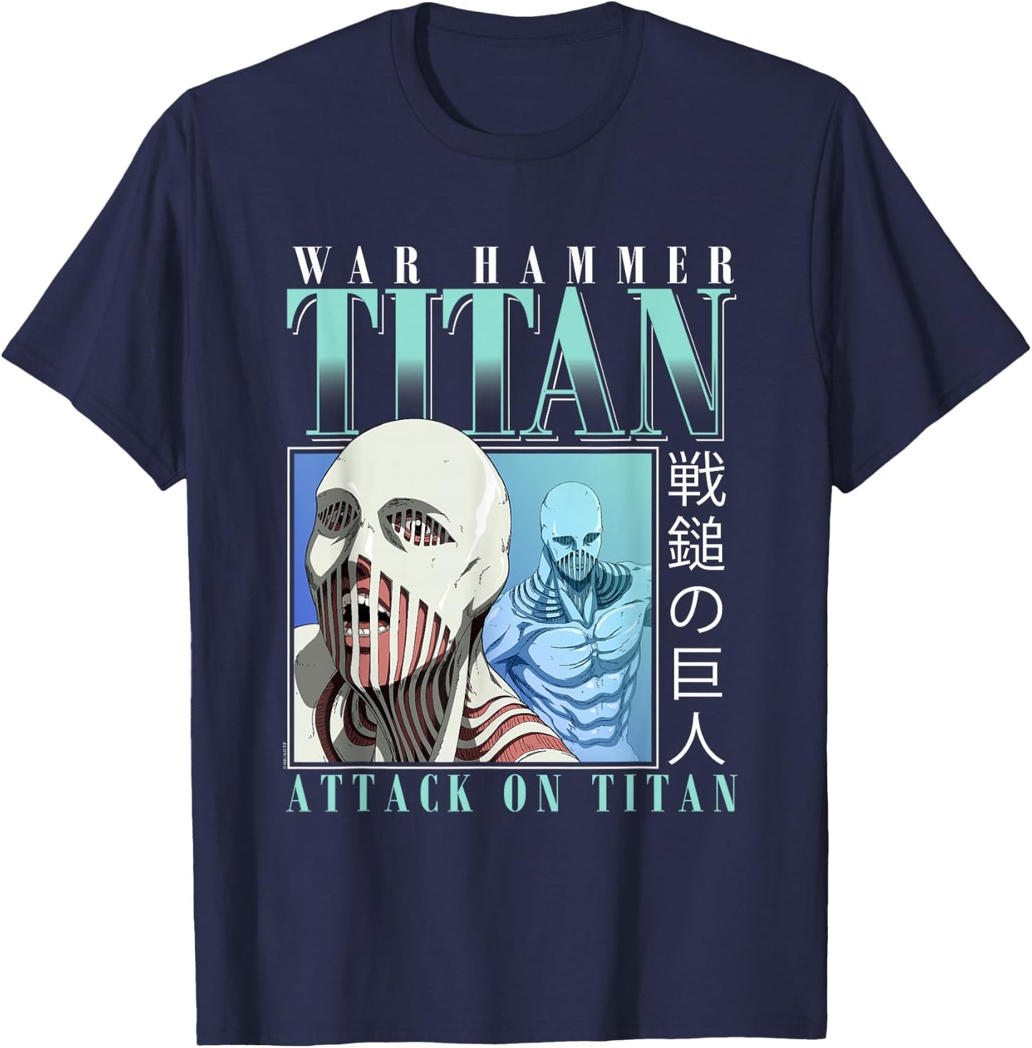 Attack on Titan Season 4 War Hammer 90's Collage Anime T-Shirt - T-Shirt | Navy