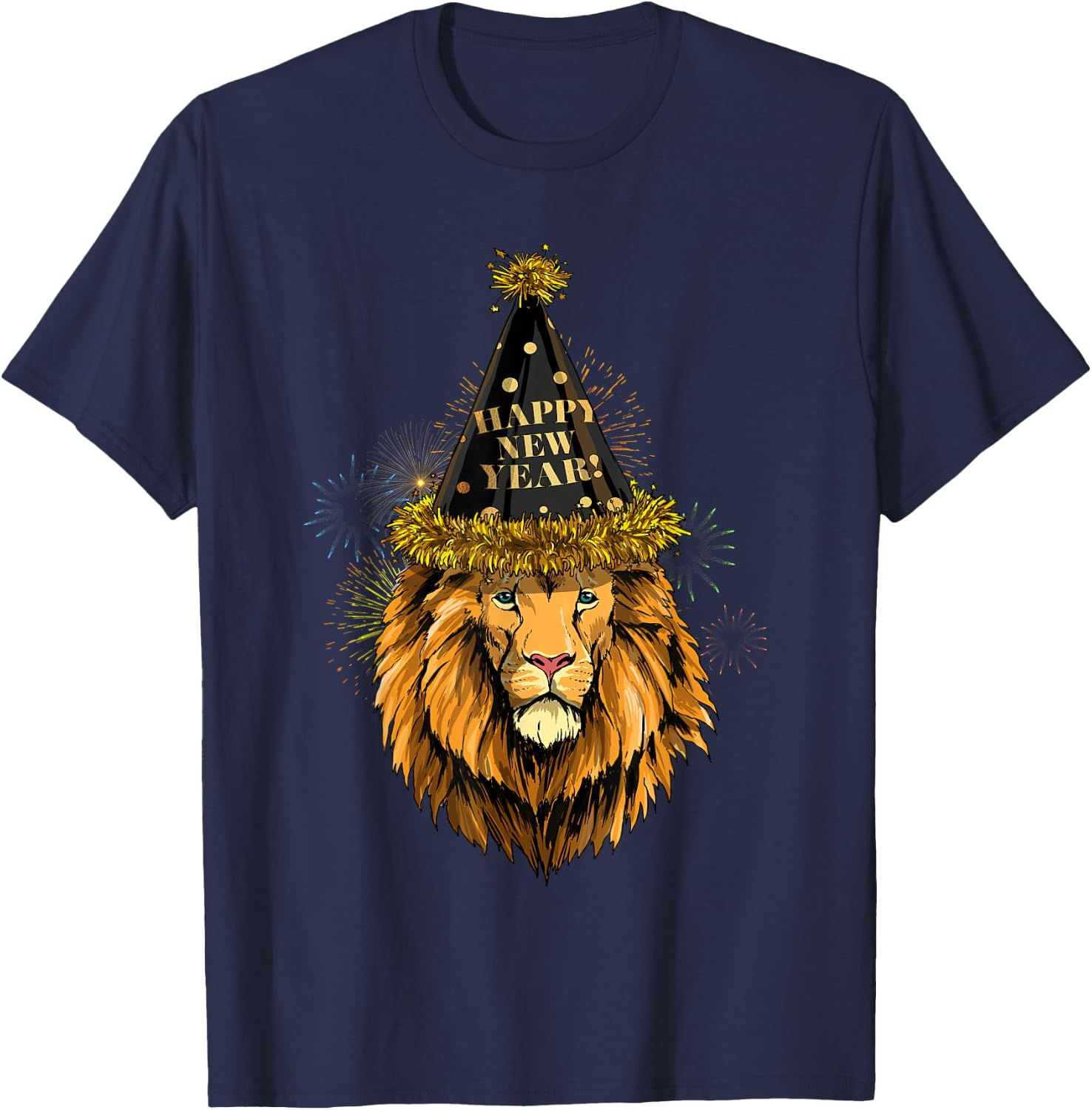 New Year Lion New Year's Eve Party Countdown Safari Wildlife T-Shirt - T-Shirt | Navy