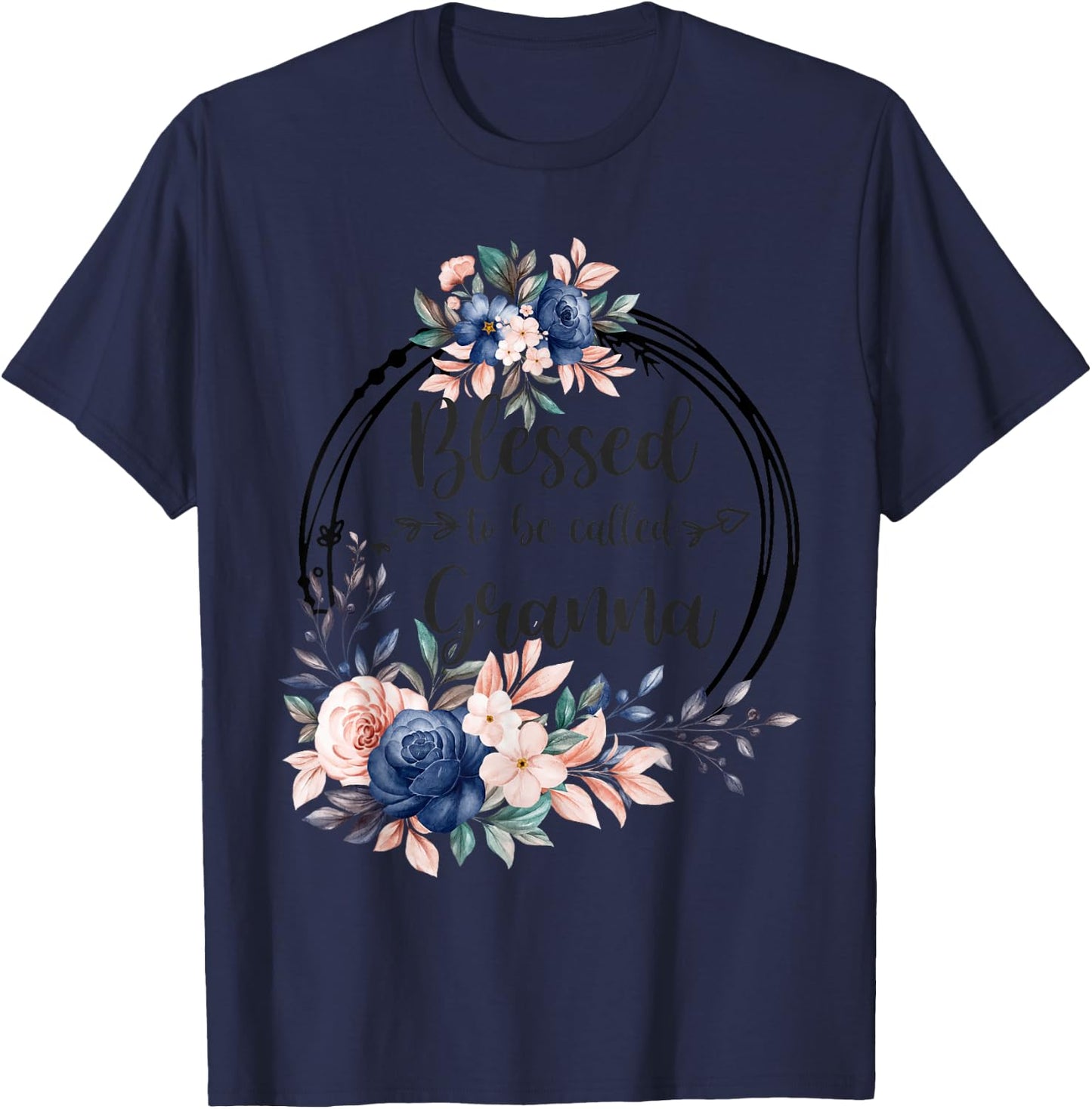 Granna Flower Blessed To Be Called Granna T-Shirt - T-Shirt | Navy