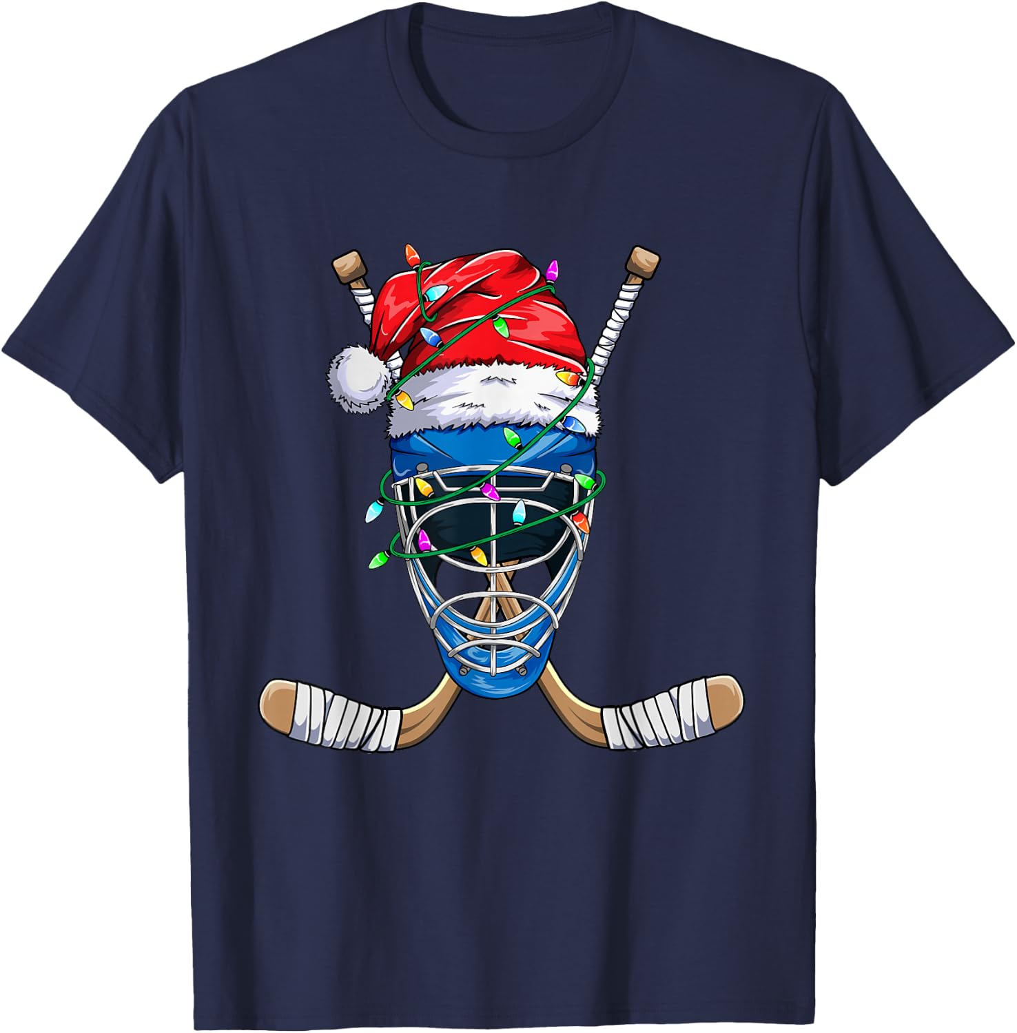 Santa Sports Design Boys Christmas Hockey Player T-Shirt - T-Shirt | Navy