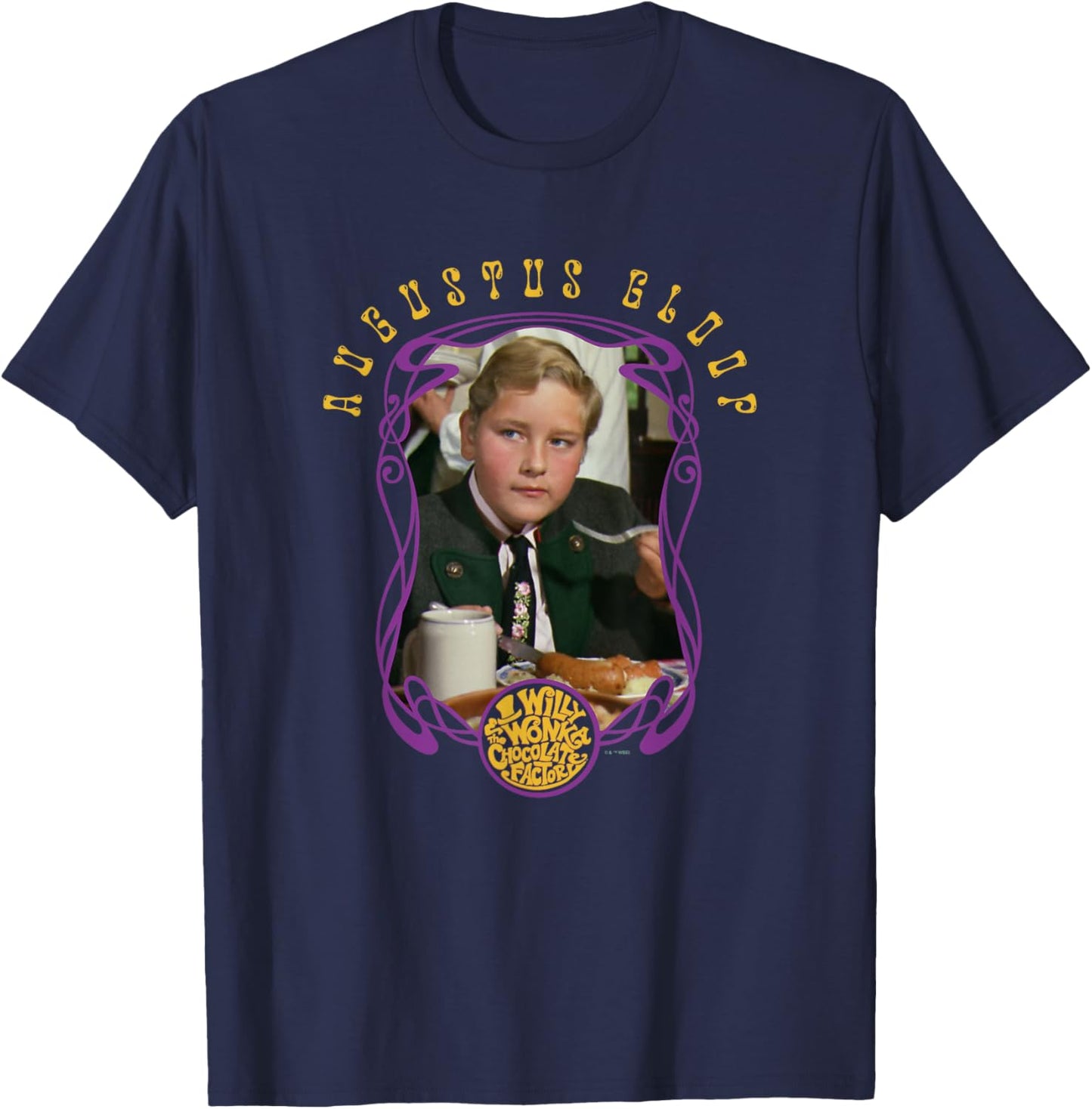 Willy Wonka & The Chocolate Factory Augustus Gloop Portrait T-Shirt - T-Shirt | Navy