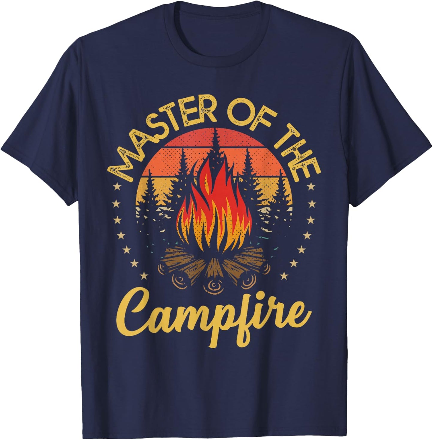 Funny Camping and Hiking Gifts Master of the Campfire Vintage Camping Lovers T-Shirt - T-Shirt | Navy