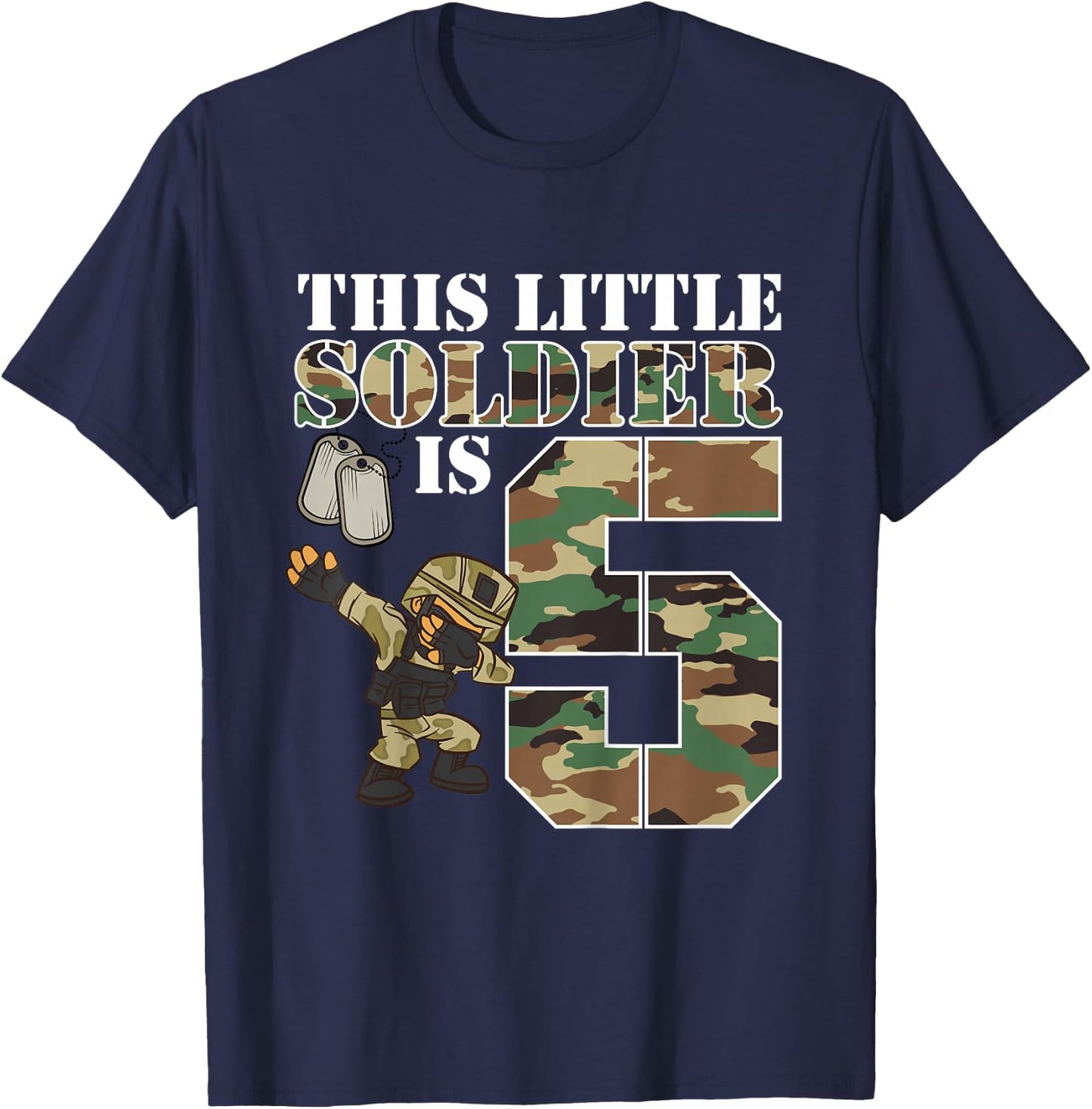 Kids 5 Year Old Boy Military Army 5th Birthday Boy T-Shirt - T-Shirt | Navy