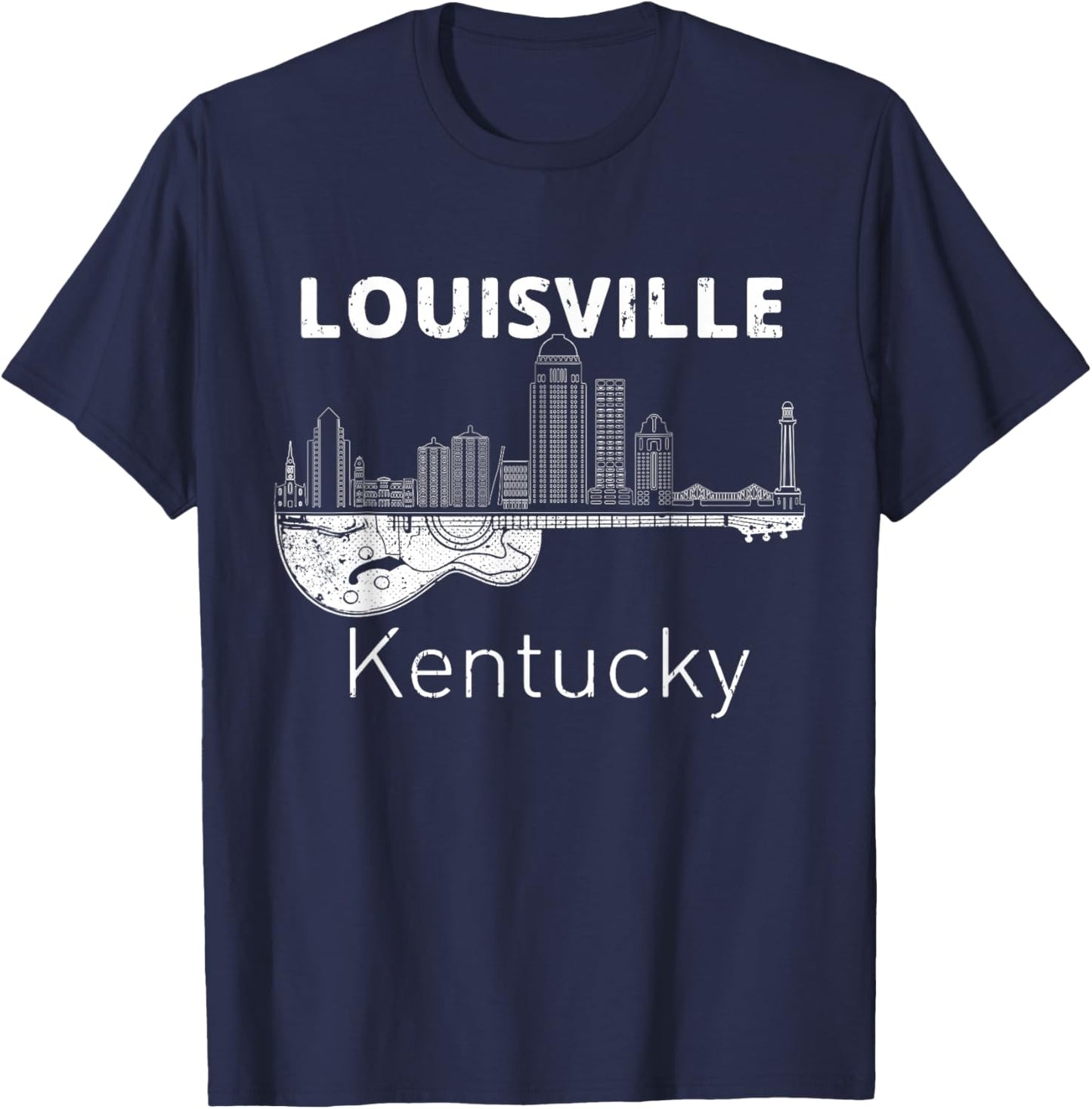 Louisville Souvenir Men Kentucky Lover Music Guitar T-Shirt - T-Shirt | Navy