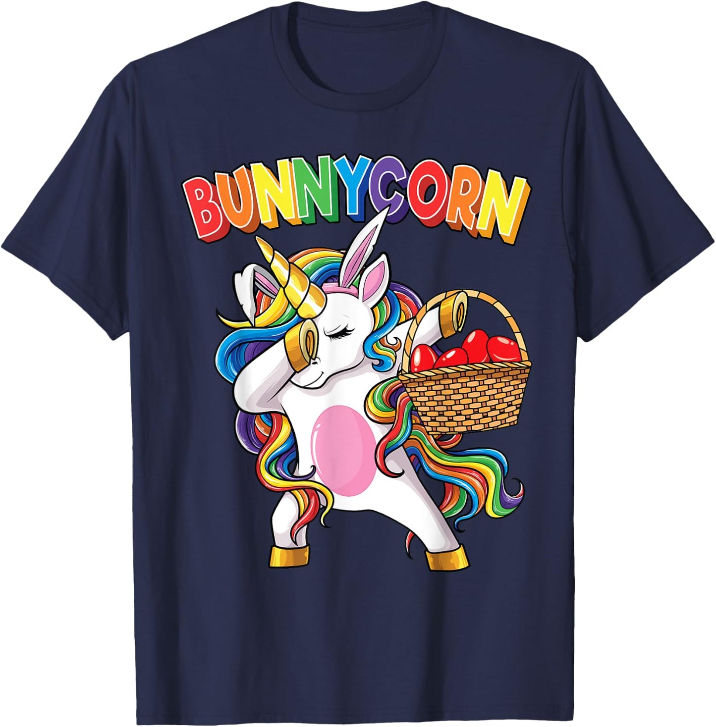 Dabbing Unicorn Shirt Bunnycorn Eggs Easter Girls Kids Dab T-Shirt - T-Shirt | Navy