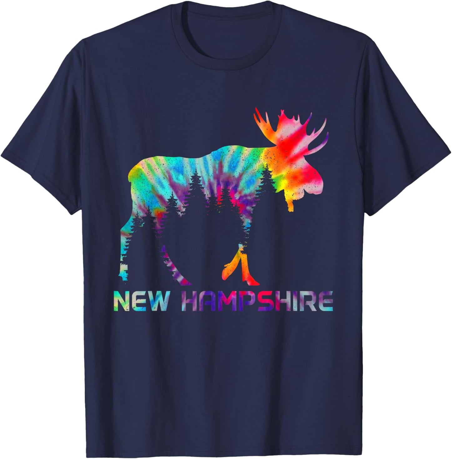 New Hampshire Vintage Tie Dye Souvenir Elk T-Shirt - T-Shirt | Navy