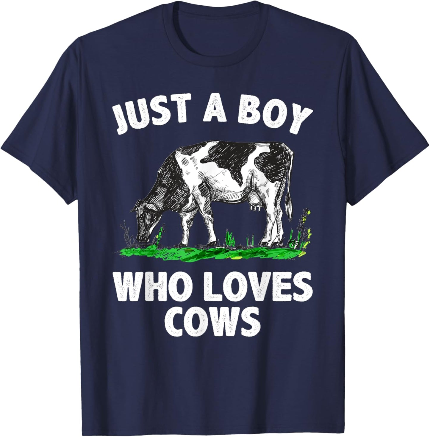 Funny Cow Design Boys Cow Farmer Livestock Animal T-Shirt - T-Shirt | Navy