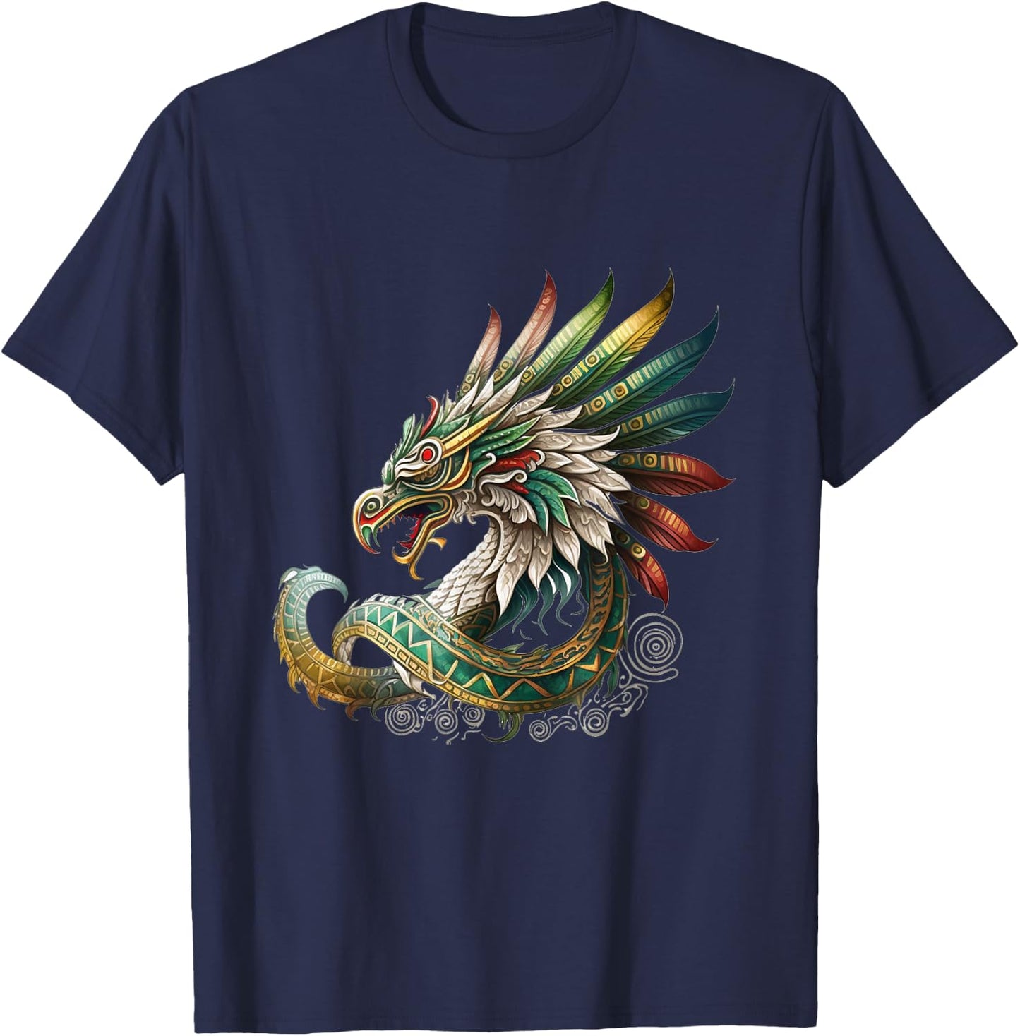 Feathered Serpent Aztec Quetzalcoatl Mexican Mythology T-Shirt - T-Shirt | Navy