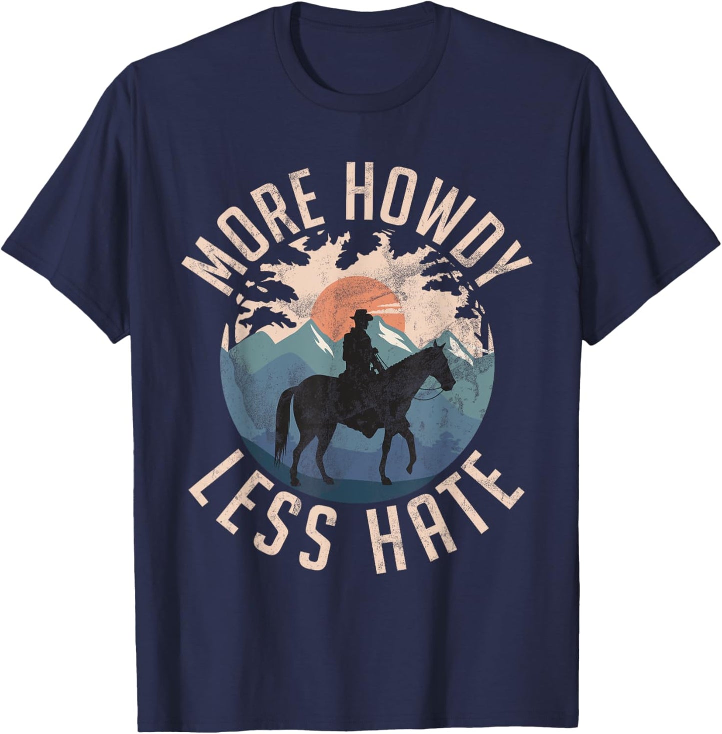 More Howdy Less Hate Country Horse Trail Riders Ranchers Boy T-Shirt - T-Shirt | Navy