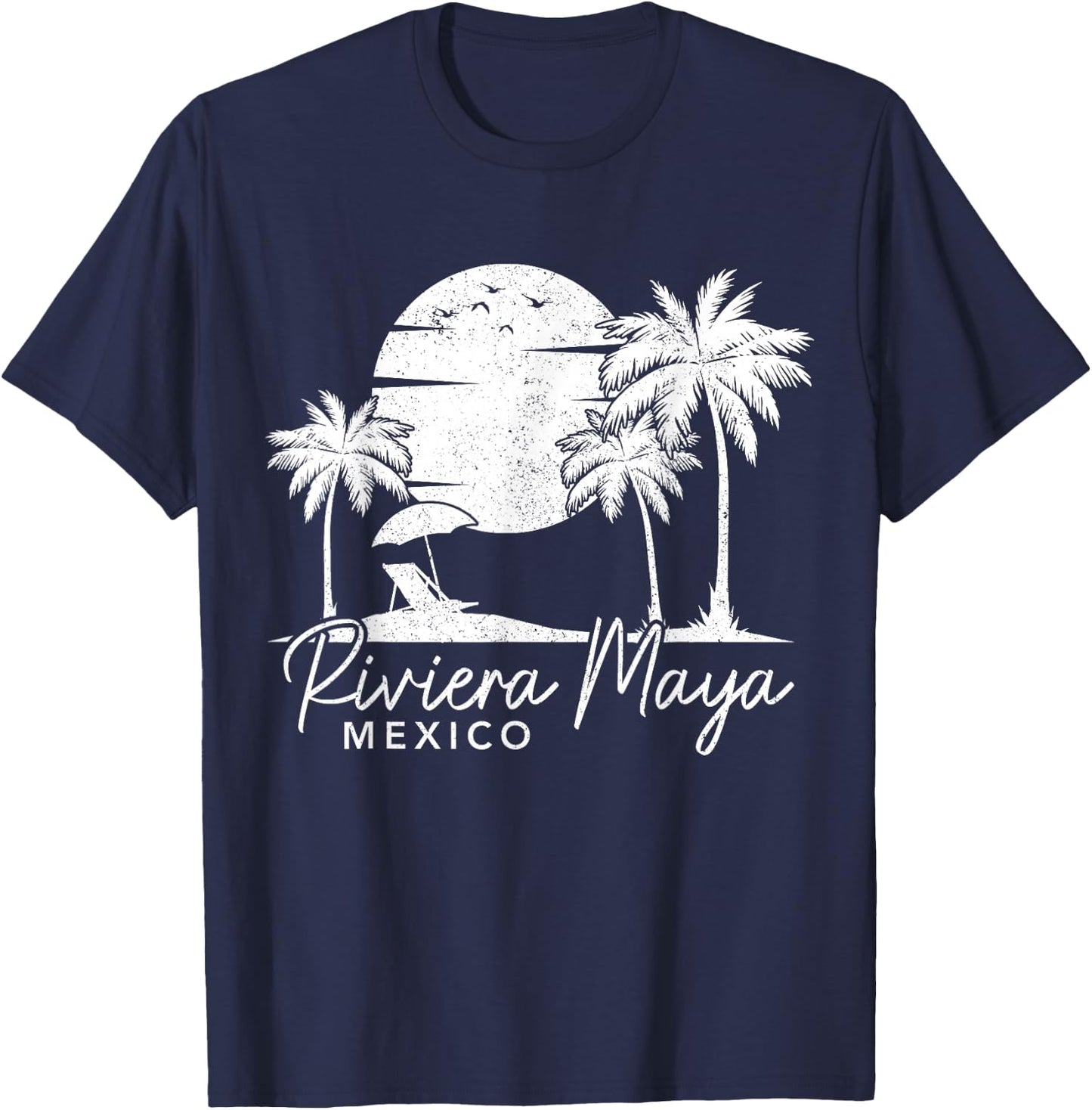 Riviera Maya Mexico Vintage Sunset Surfer Retro T-Shirt - T-Shirt | Navy