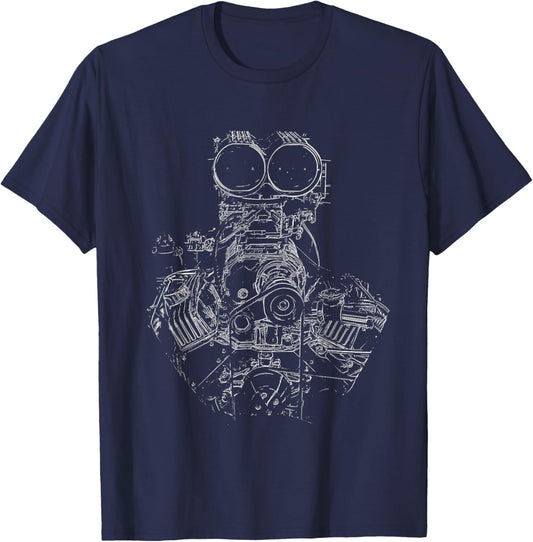 Vintage Hot Rod Engine T-Shirt - T-Shirt | Navy
