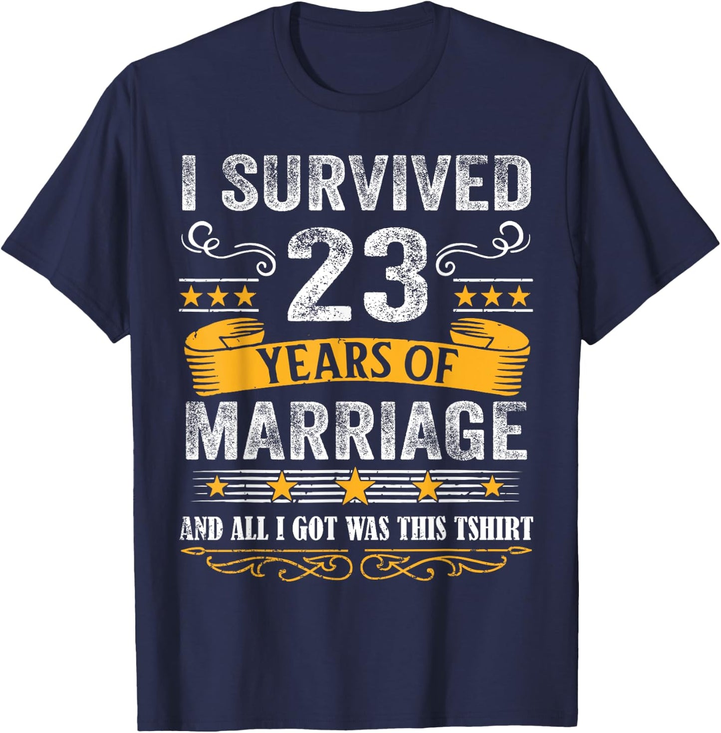 23rd Wedding Anniversary shirt Couples Husband Wife 23 Years T-Shirt - T-Shirt | Navy