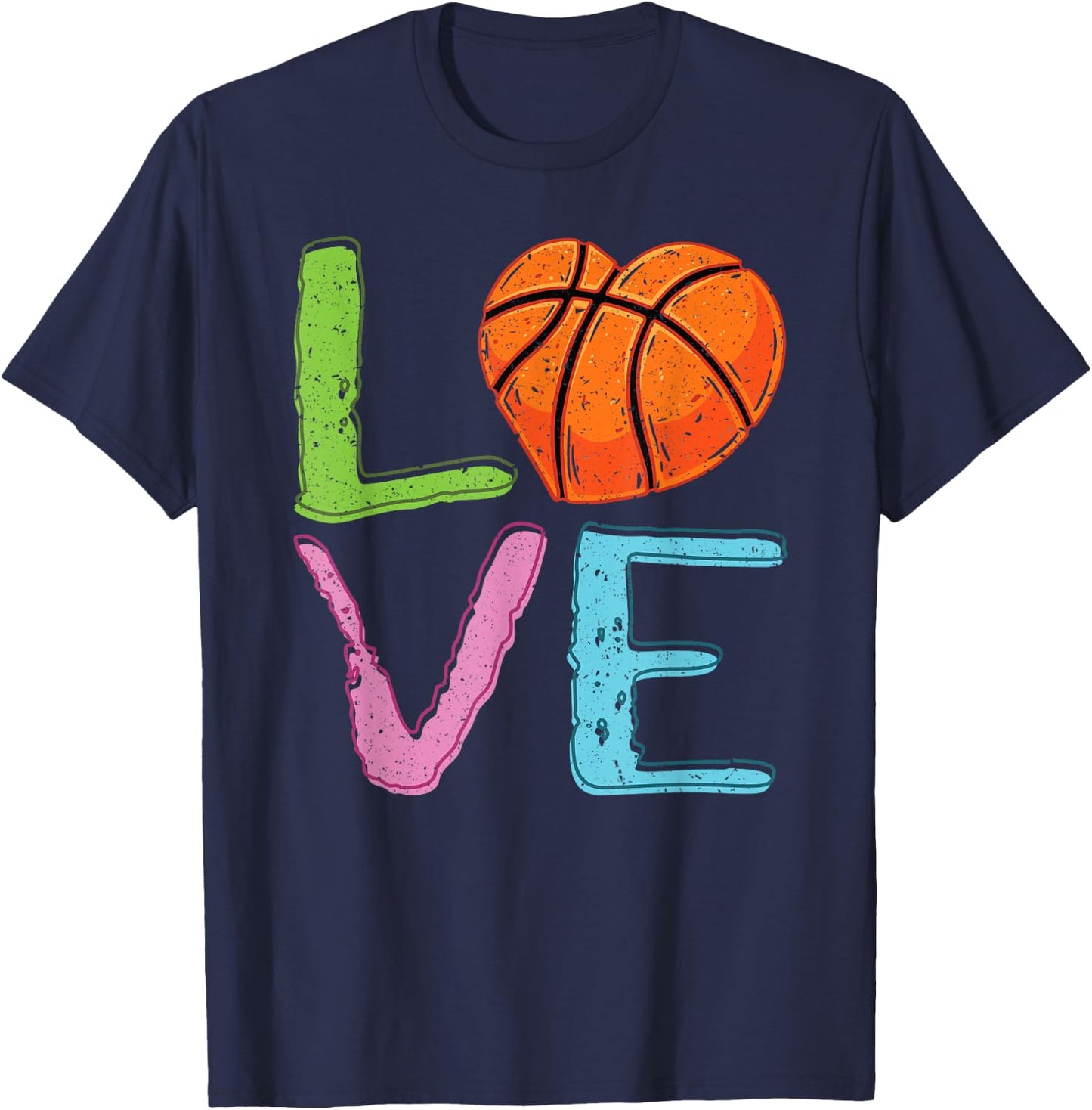Love Basketball Cute Women Girls Basketball Lover T-Shirt - T-Shirt | Navy