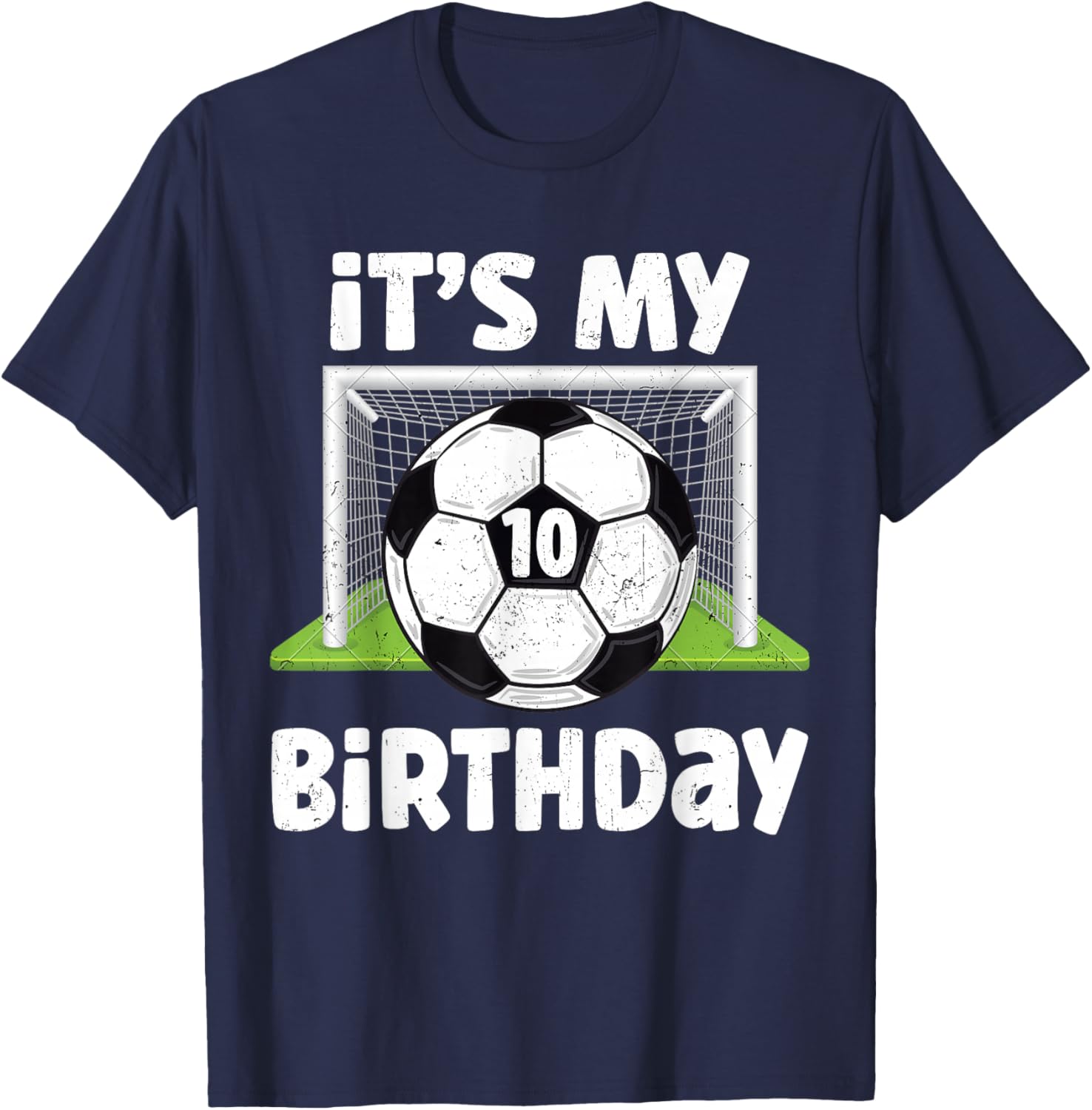 10 Years Old Soccer 10th Birthday Player Kids B-Day Party T-Shirt - T-Shirt | Navy