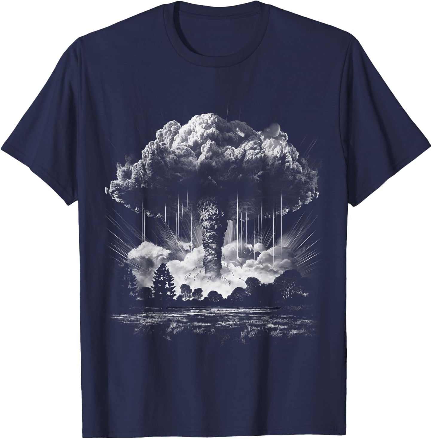 Atomic Bomb Nuclear Fission Nuke Mushroom Cloud Vintage T-Shirt - T-Shirt | Navy