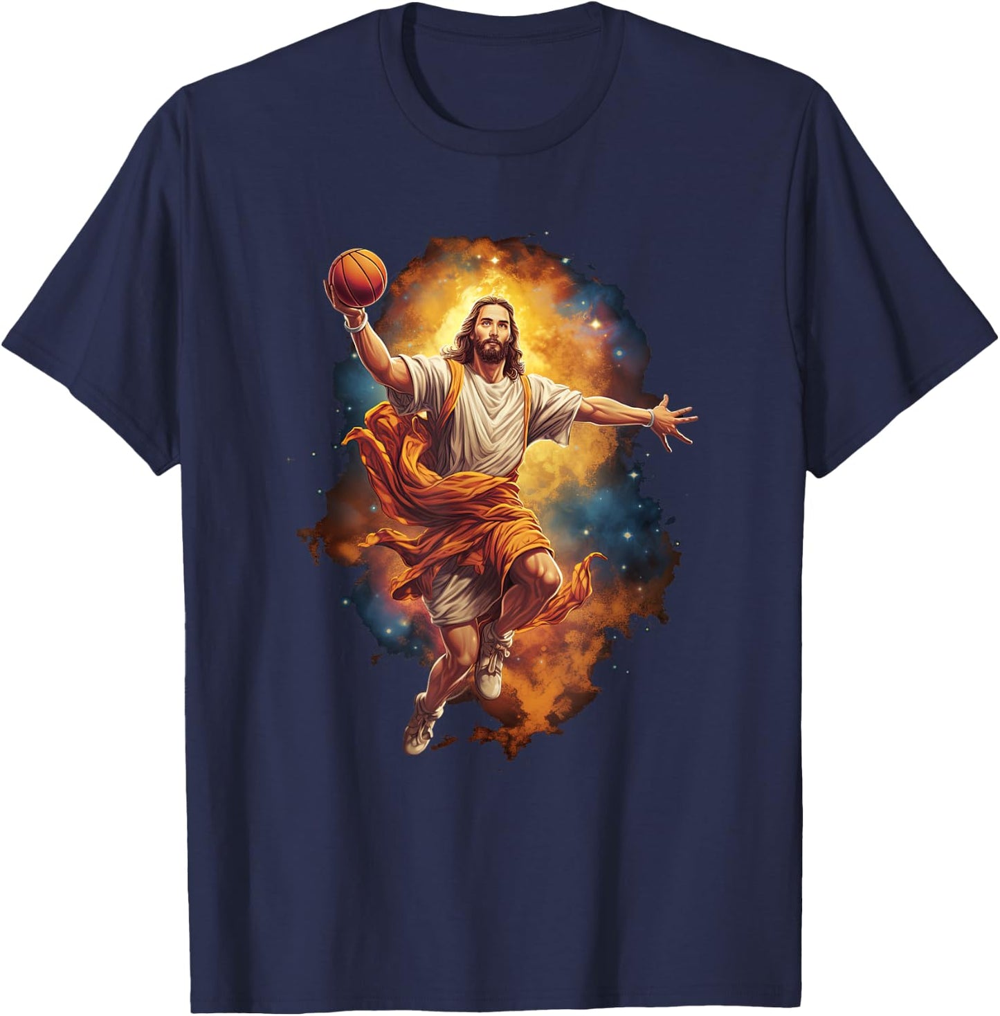 Funny Jesus Playing Basketball T-Shirt - T-Shirt | Navy