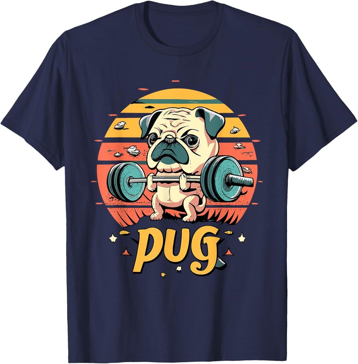 Pug Weightlifting Funny Deadlift Men Fitness Gym Workout T-Shirt - T-Shirt | Navy