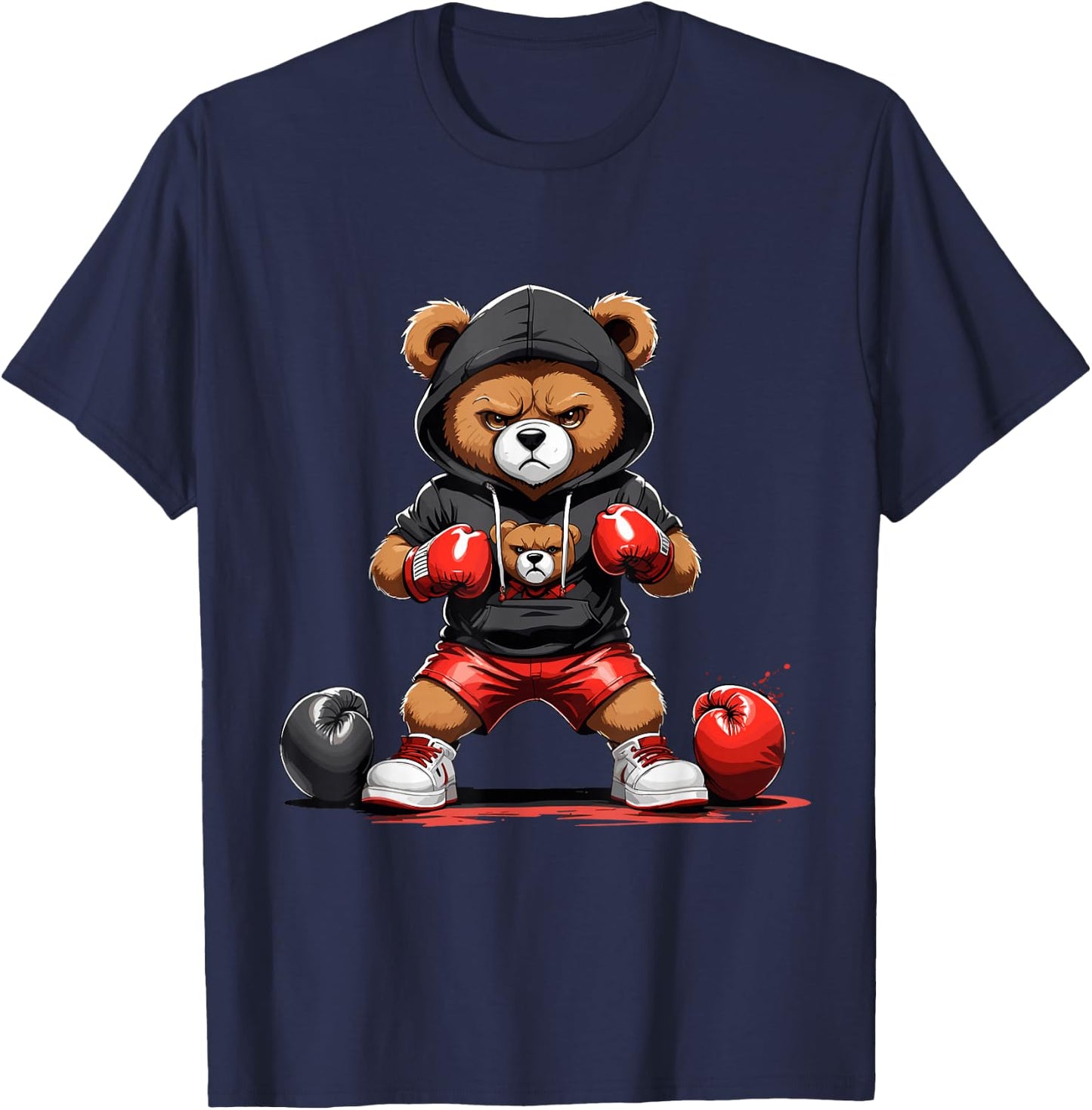 Teddy Bear Gangster Boxer with Hip Hop Street Clothes T-Shirt - T-Shirt | Navy