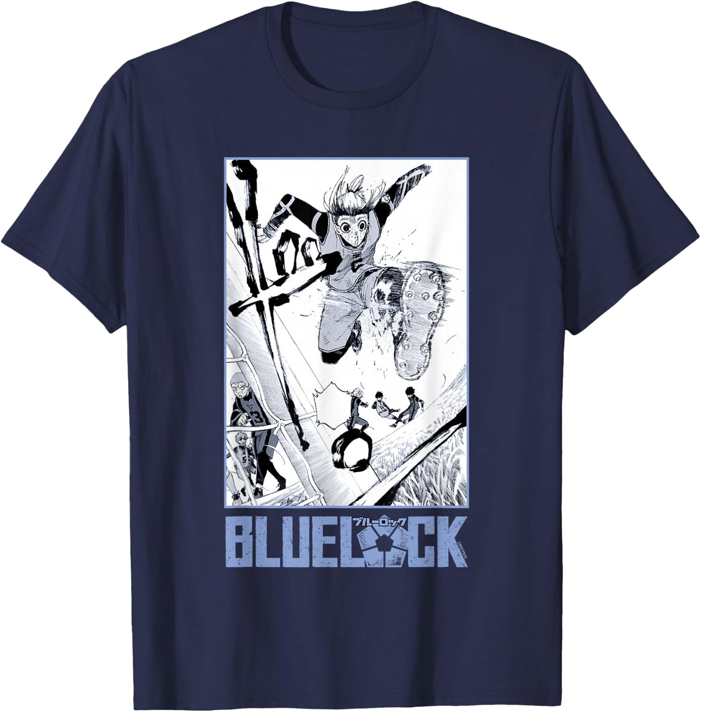 Blue Lock Gin Gagamaru Goalkeeper Big Chest Panel Portrait T-Shirt - T-Shirt | Navy
