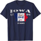 Vintage Iowa US State Flag and Map, Des Moines T-Shirt - T-Shirt | Navy