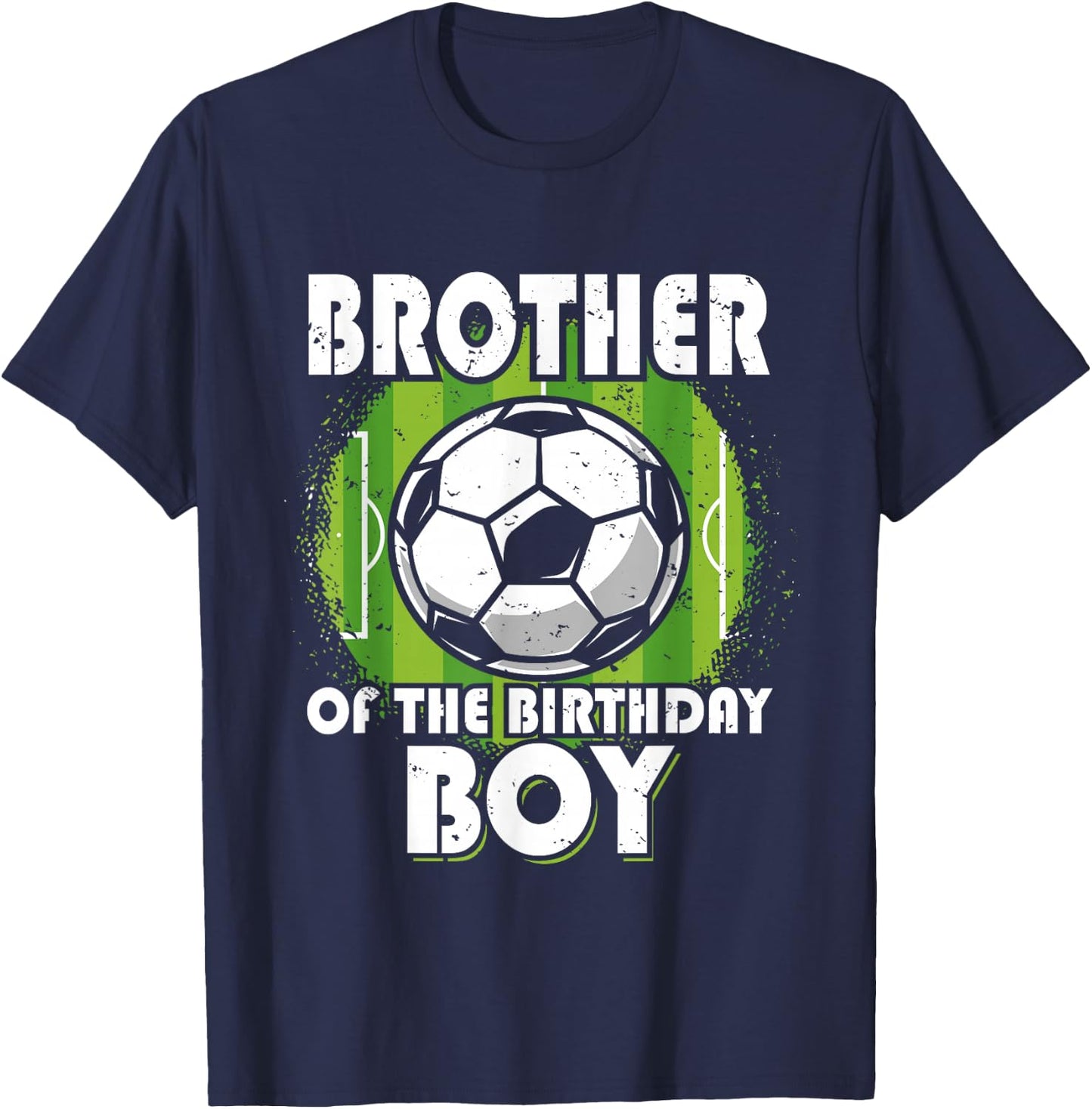 Brother Of The Birthday Boy Soccer Player Retro Style T-Shirt - T-Shirt | Navy