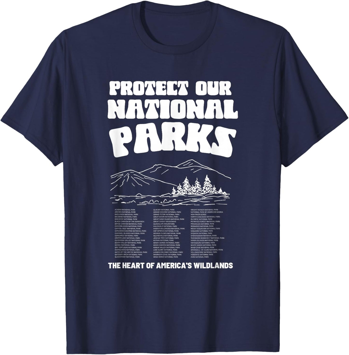 Vintage Granola Girl Aesthetic Protect Our National Parks T-Shirt - T-Shirt | Navy