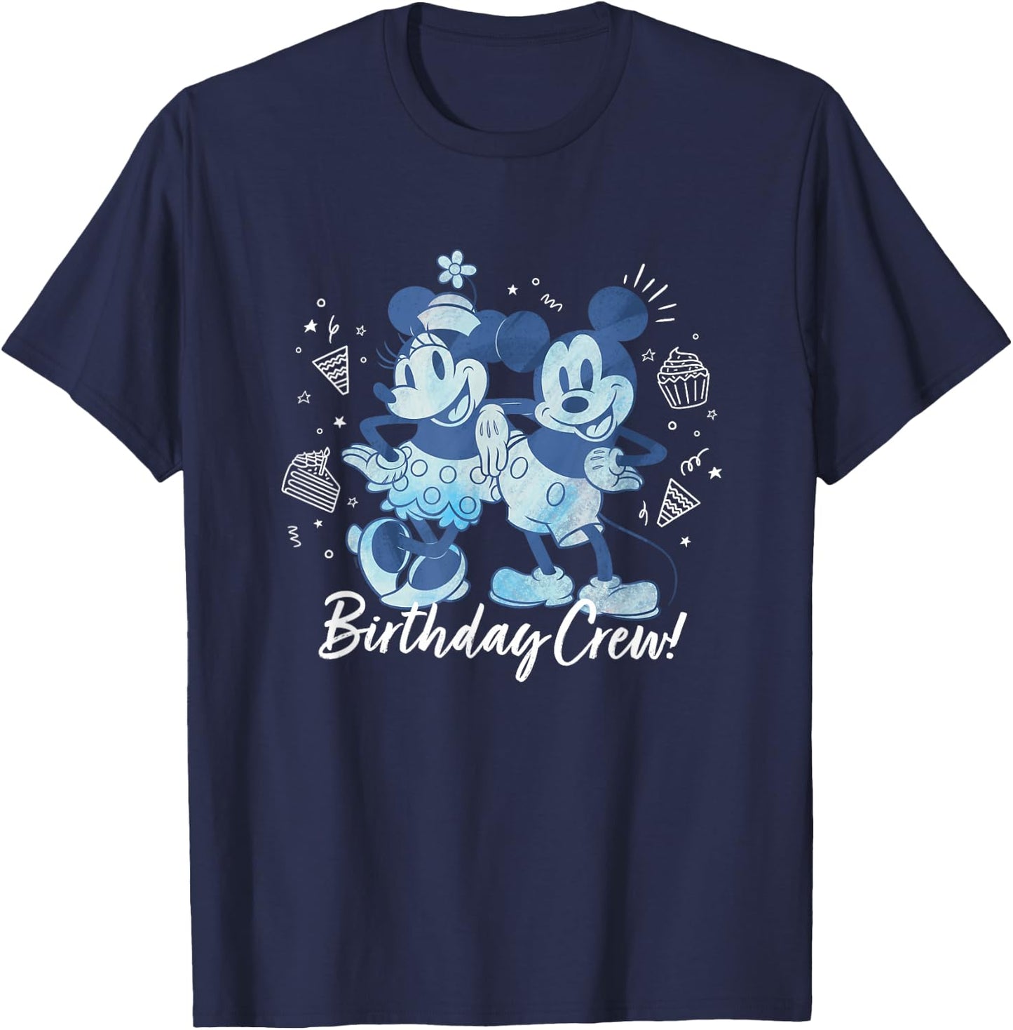 Disney Mickey Mouse and Minnie Mouse Birthday Crew Retro T-Shirt - T-Shirt | Navy