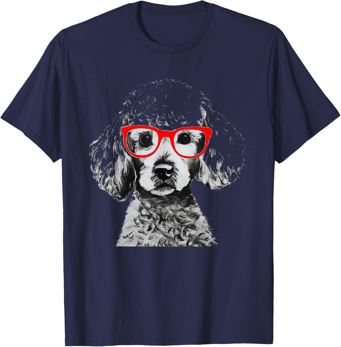 Sock Hop 50s Costume Poodle Shirt Red Glasses 1950's T-Shirt - T-Shirt | Navy