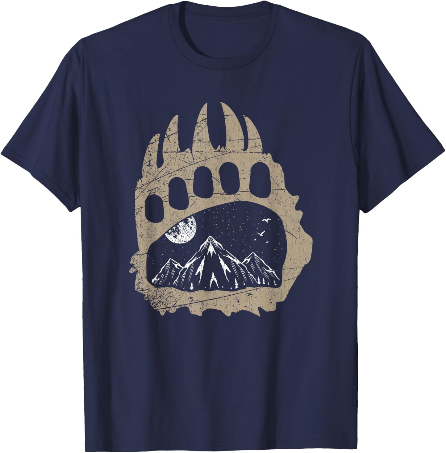 Hiker Mountains Animal Bear Hiking Outdoor Nature Forest T-Shirt - T-Shirt | Navy