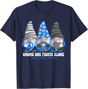 Funny Gnomies Juvenile Diabetes Awareness Month Ribbon T-Shirt - T-Shirt | Navy