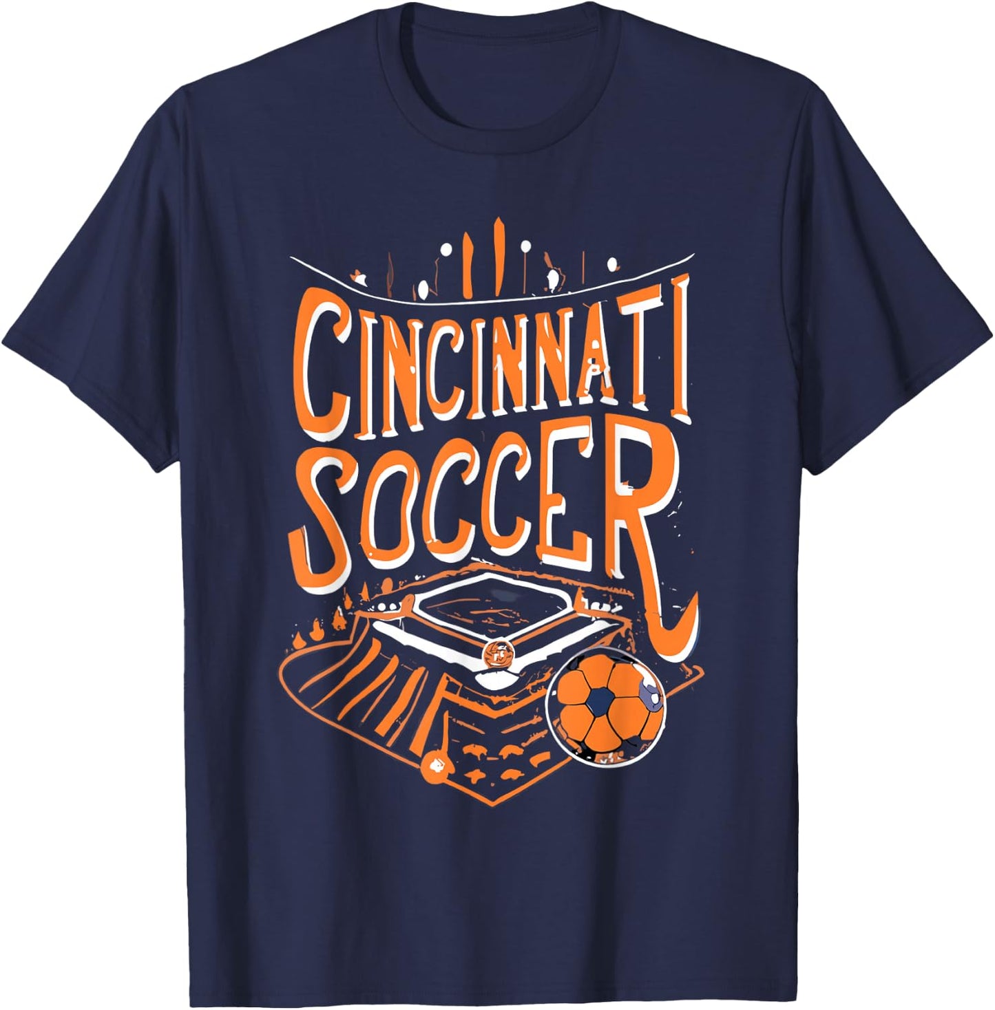 Cincinnati Soccer Cincy Futbol Cool 'NATI Skyline T-Shirt - T-Shirt | Navy