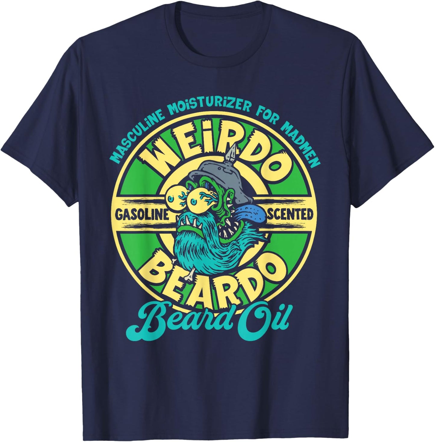 Monster Weirdo Beardo Gas Scented Beard Oil T-Shirt - T-Shirt | Navy