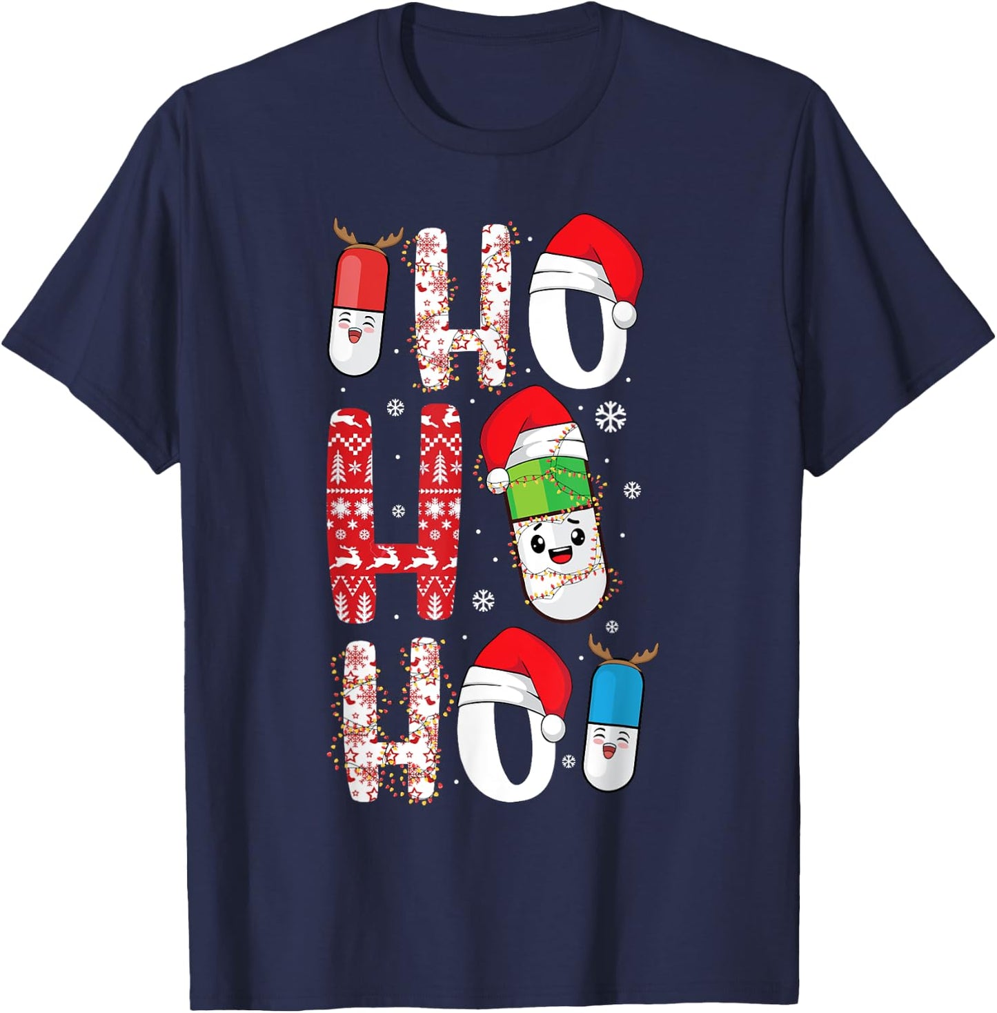 Holiday Pills Christmas Funny Pharmacy Technician Pharmacist T-Shirt - T-Shirt | Navy