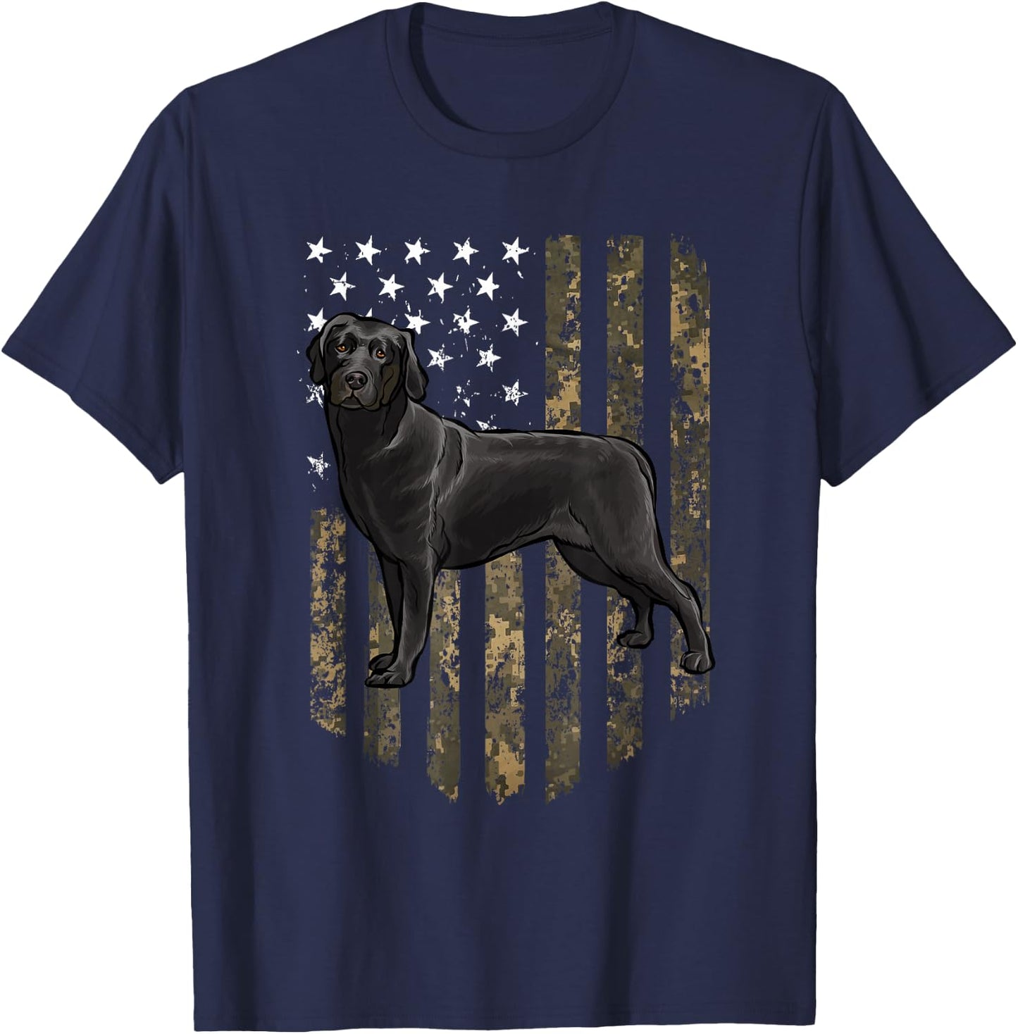 Camo American Flag Black Labrador Retriever 4th of July USA T-Shirt - T-Shirt | Navy