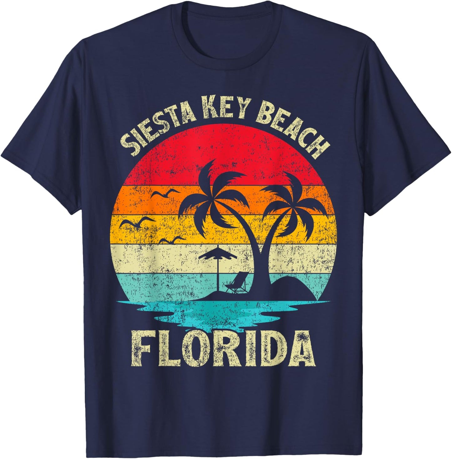 Family Vacation Vintage Retro Florida Siesta Key Beach Women Girls Kids T-Shirt - T-Shirt | Navy