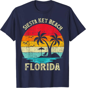 Family Vacation Vintage Retro Florida Siesta Key Beach Women Girls Kids T-Shirt - T-Shirt | Navy