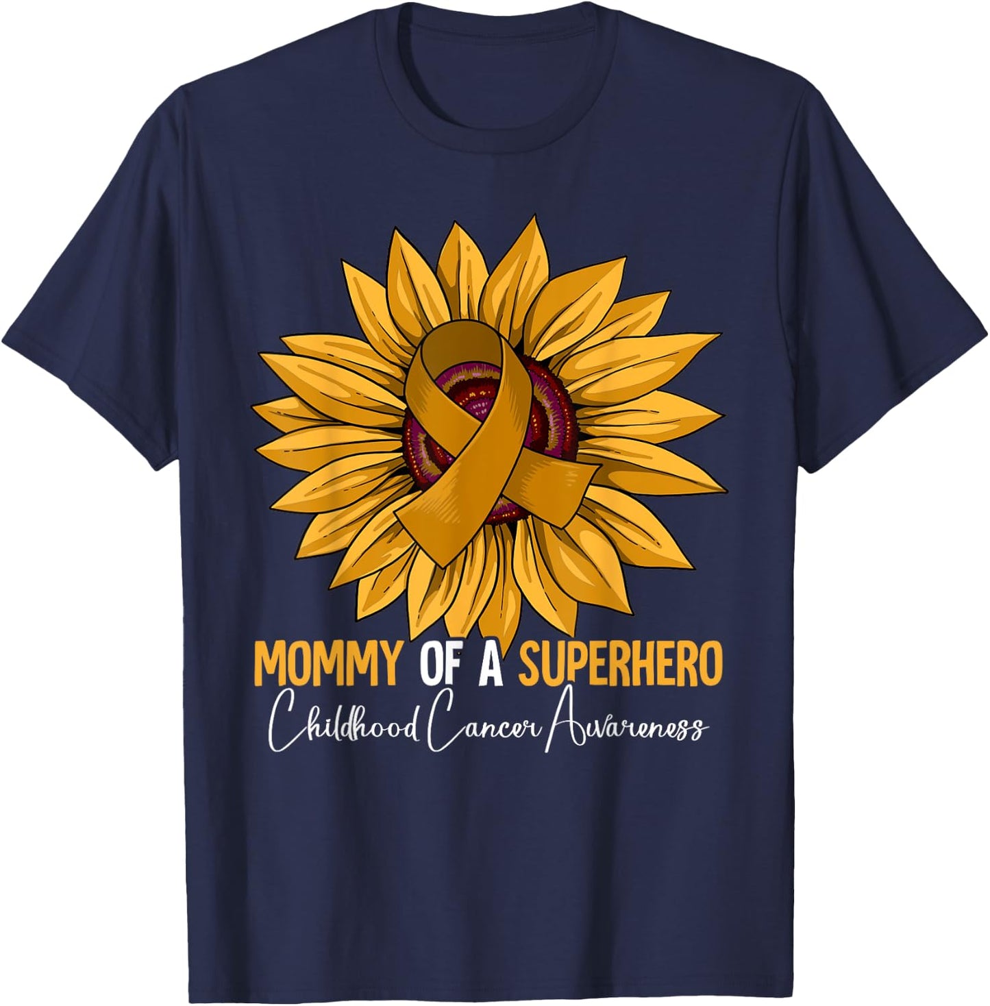 Mom Mother Childhood Cancer Awareness T-Shirt - T-Shirt | Navy