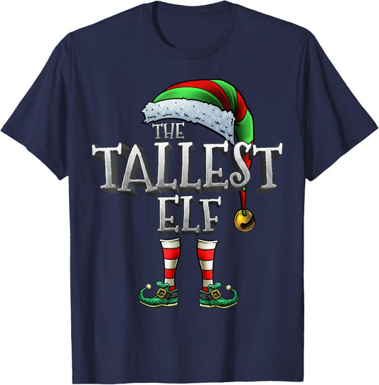 The Tallest Elf Shirt Matching Family Tallest Christmas Elf T-Shirt - T-Shirt | Navy